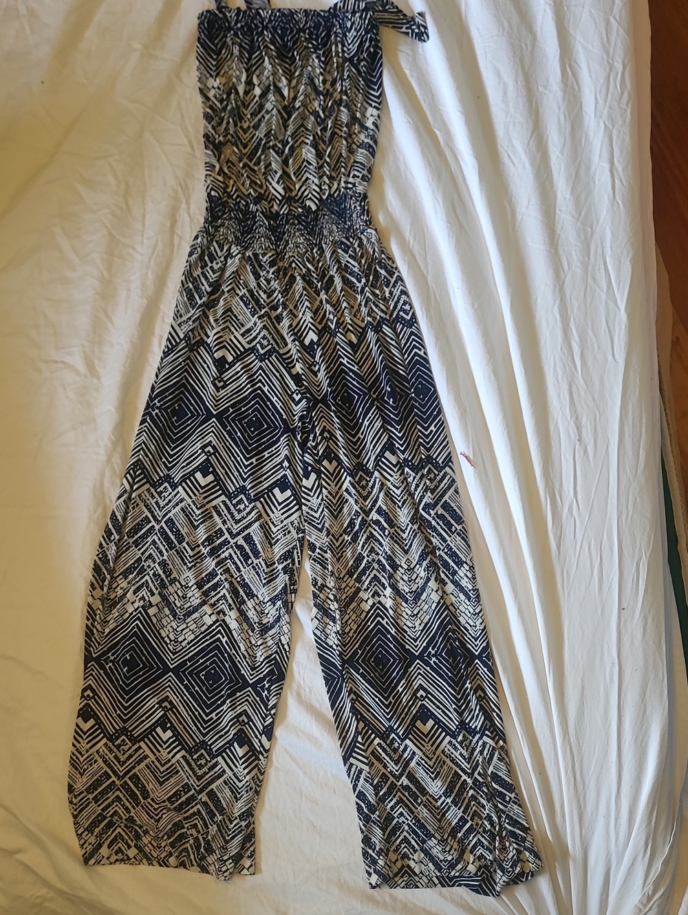 Navy & White Printed Sleeveless Women's Romper